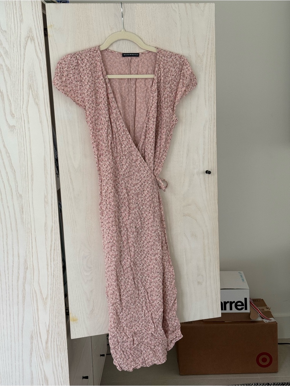 Brandy Melville Dusty Pink Floral Wrap Dress